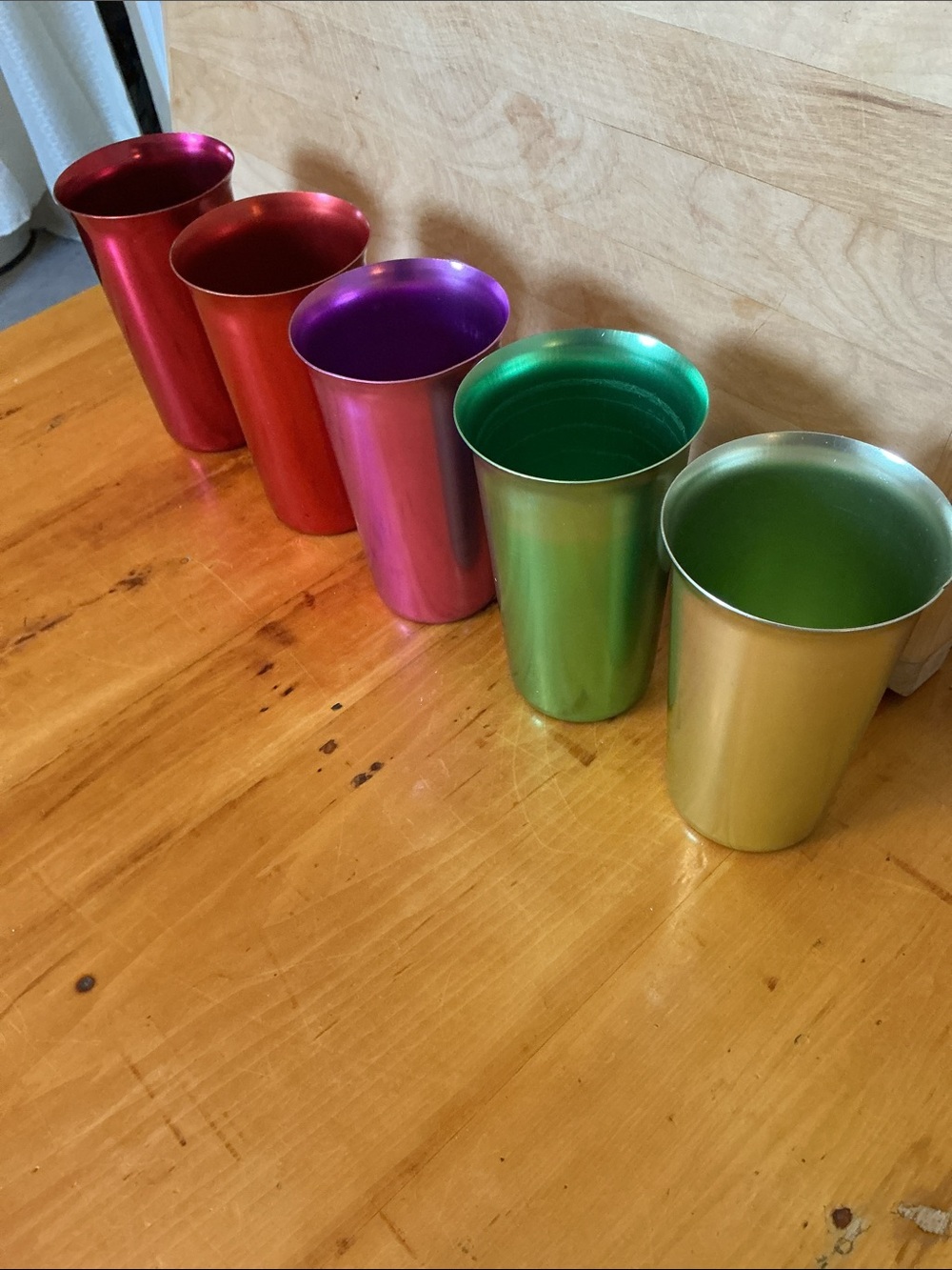 Mid-Century Modern Color Craft Metallic Red Stackable Cups - set of 5